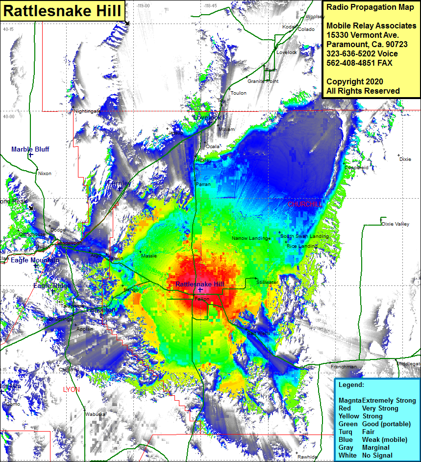 heat map radio coverage Rattlesnake Hill
